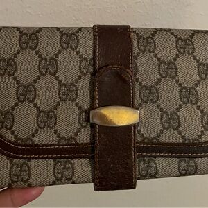 Gucci Brown Leather Wallet with Gold Accents